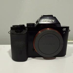 Sony Alpha 7 Black and Orange Camera